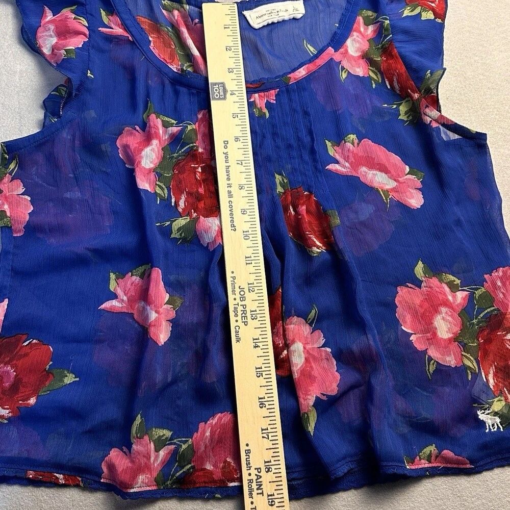 Anercrombie & Fitch Multicolored Floral Sheer Back Button Blouse Size L *FLAW* - Picture 12 of 12